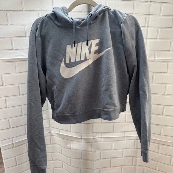 Nike Tops - Nike Women's Sportswear Crop-Top Hoodie Sweatshirt Size Medium Gray